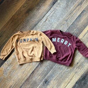 Little Co. Pumpkin and Merry sweatshirts (set of 2)